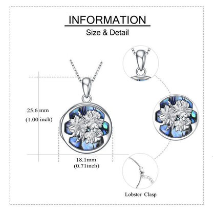 Personalized Flower Photo Locket Necklace 925 Sterling Silver Photo Pendant