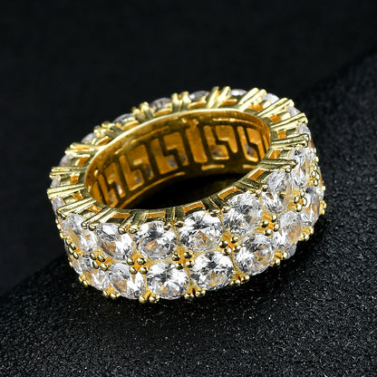 Men's Double Row Zircon Hip Hop Ring