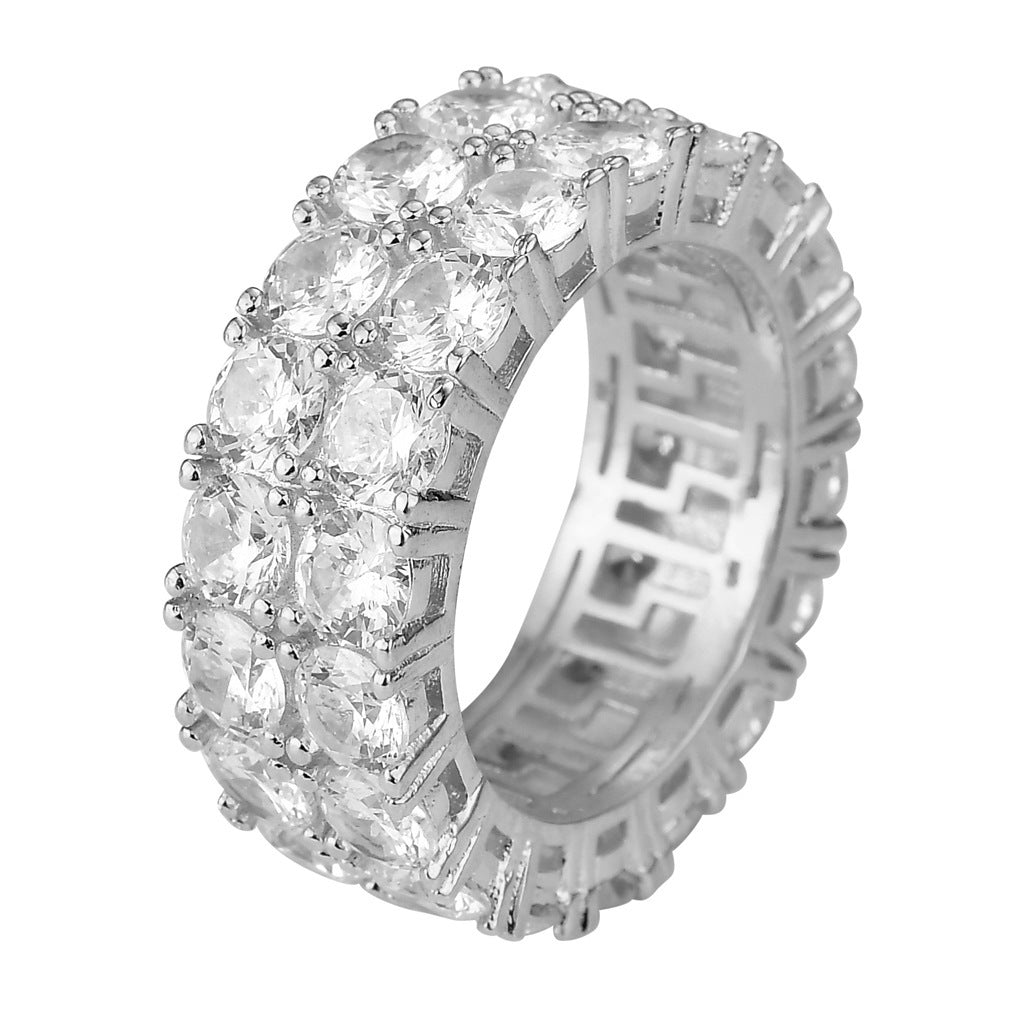 Men's Double Row Zircon Hip Hop Ring