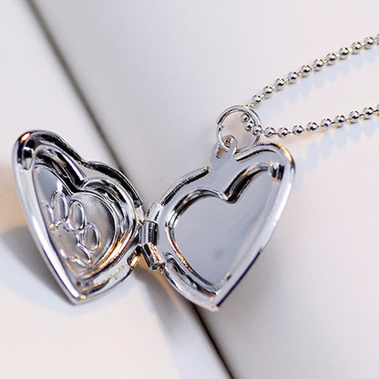 Pet Cat Dog Paw Footprint Photo Frame Memory Locket Necklace